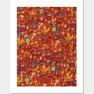 Autumn orange pattern Posters and Art